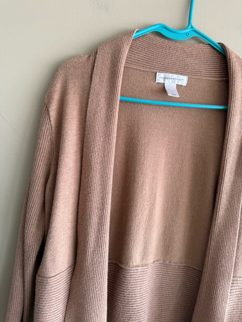 Christopher & Banks Open-Front Cardigan in Dark Tan - Picture 6 of 8